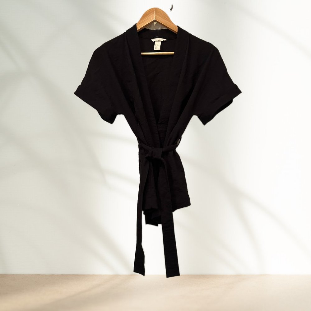 H&M Black Short Kimono Blouse